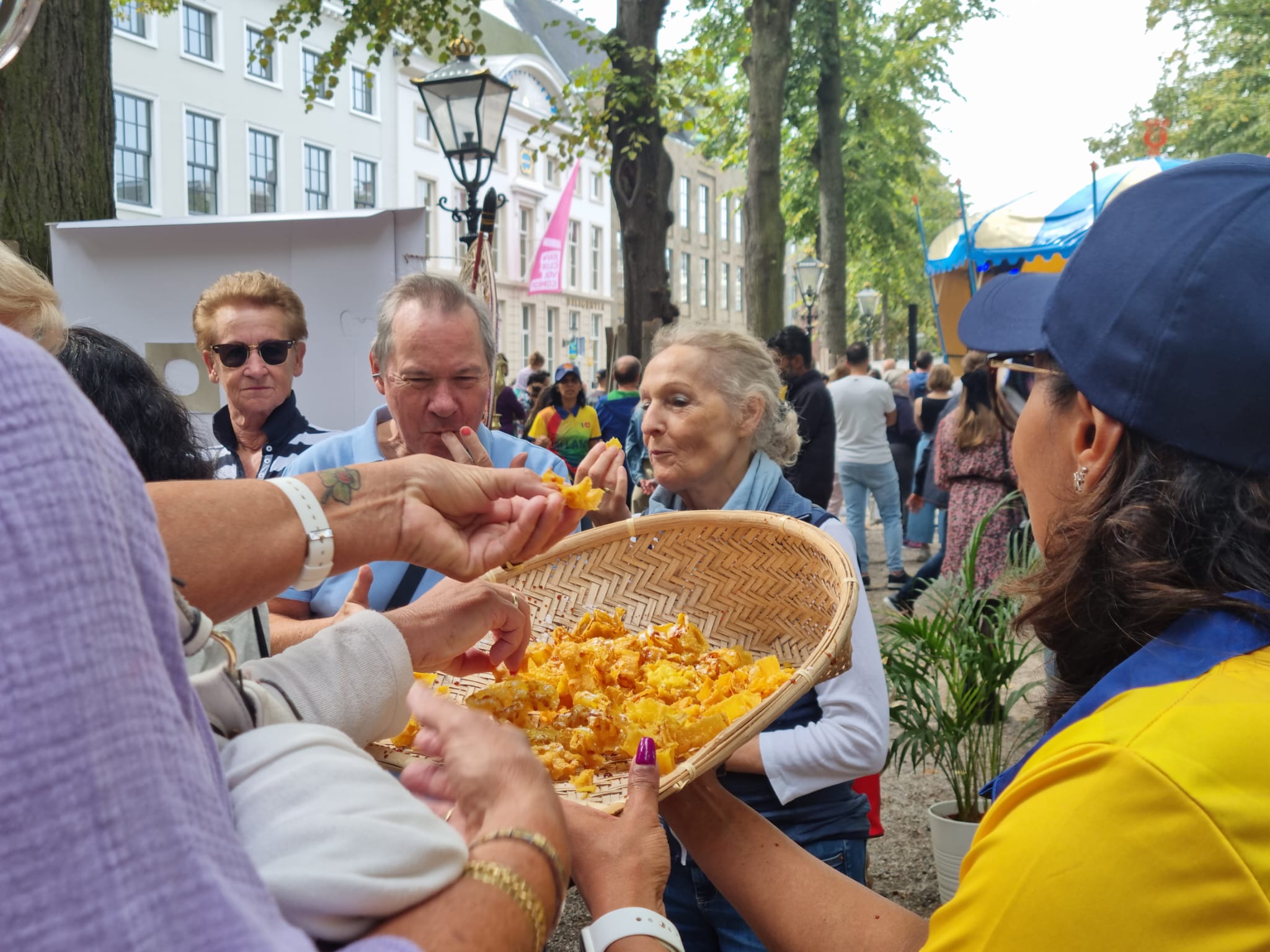 Tasting a Sri Lankan snack 